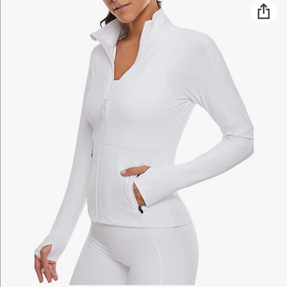 White Vutru Women’s Workout Yoga Jacket Full Zip Running Track Jacket